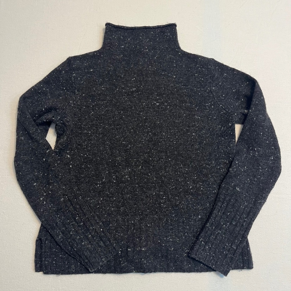 Madewell Funnel Neck Wool Blend Sweater M Speckled Dark Academia Preppy Classic